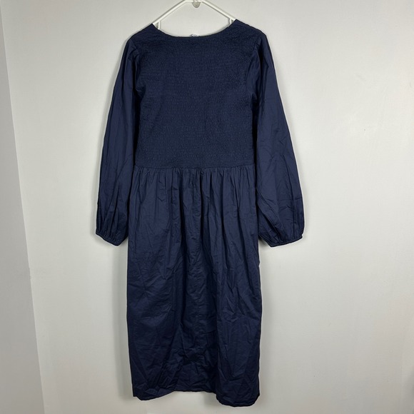 Old Navy Blue Smocked Maxi Dress Womens Sz XL Cotton Form 2024 Pockets‎ Long NEW - Picture 6 of 16